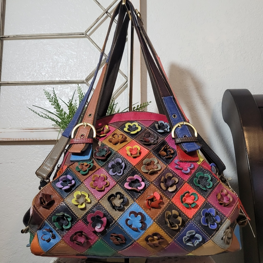 Multicolor Patchwork Leather Shoulder Bag